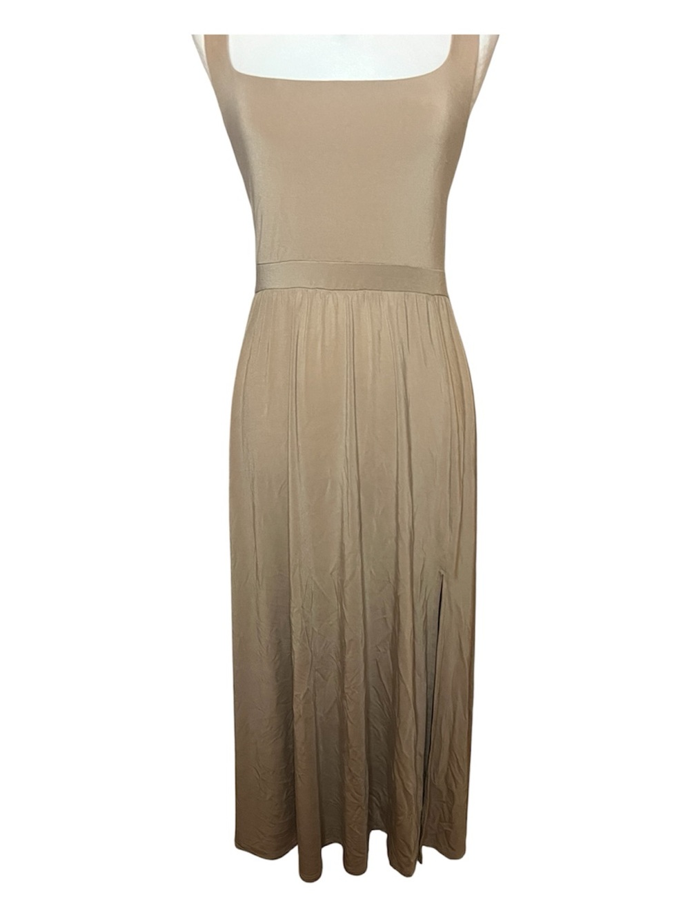 Aritzia Sleeveless Square-Neck Midi Dress in Tan 2XL Plus Size